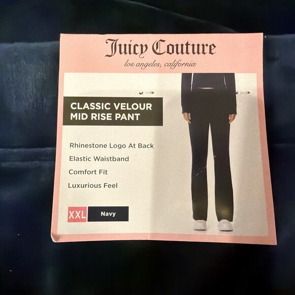 NWT Juicy Couture OG Big Bling Navy Velour Track Pants XXL - Picture 4 of 11